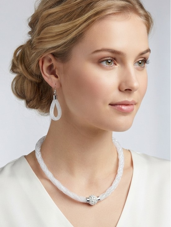 SPARKLE TWIST TUBE NECKLACE & EARRING SET
